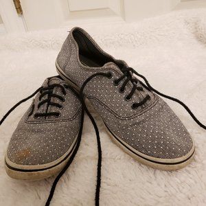 Gray polka dot Vans slim sole Women's 9